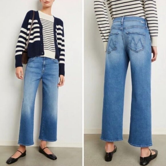 Mother Denim The Dodger Ankle High Rise Wide Leg Cropped Jeans Blue Plus Size 33 - Picture 15 of 15